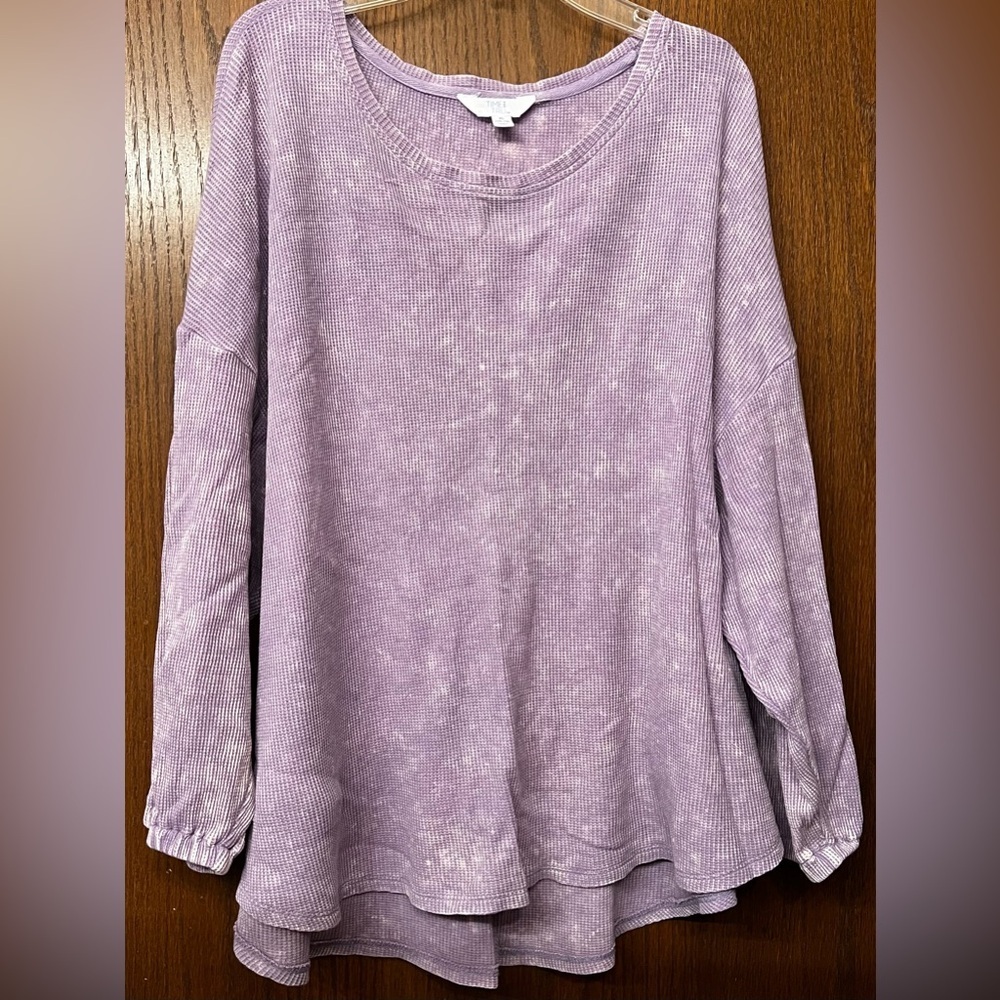 GUC Time & True tie dye purple waffle-knit long sleeve top Women’s Medium